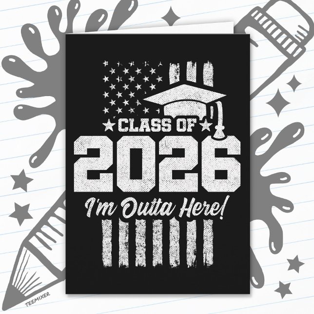 Utexamineringsklass 2026 Distressed Flag Design Kort (Skapare uppladdad)