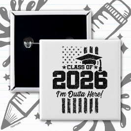 Utexamineringsklass 2026 Distressed Flagga Design Knapp