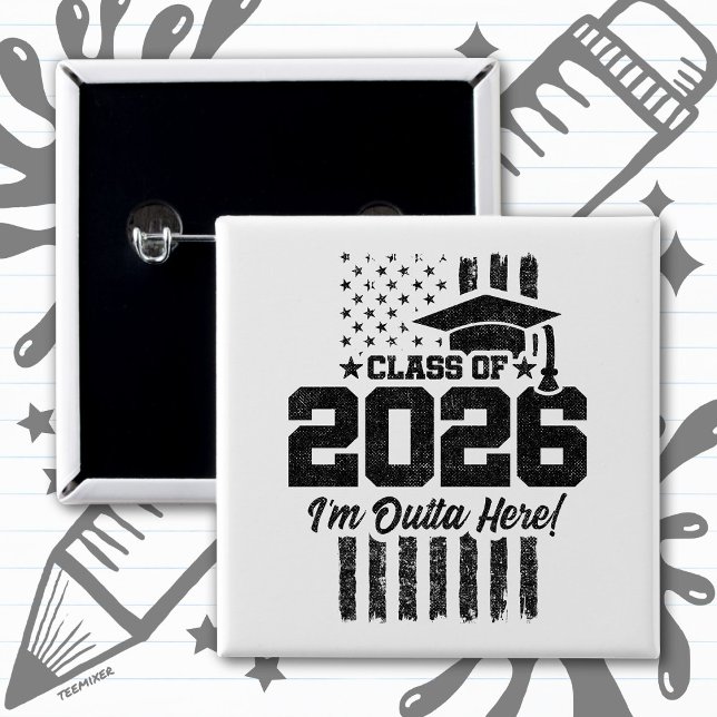 Utexamineringsklass 2026 Distressed Flagga Design Knapp (Skapare uppladdad)