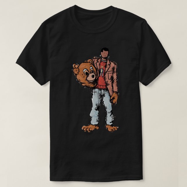 utfällbar björn ansikte t shirt (Design framsida)