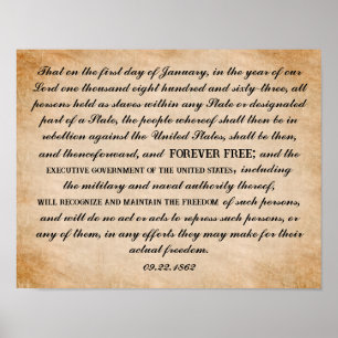 Utfällningsproklamation av Abraham Lincoln Poster