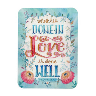 Utfärdad i Kärlek Quote Boho Blommigt Magnet
