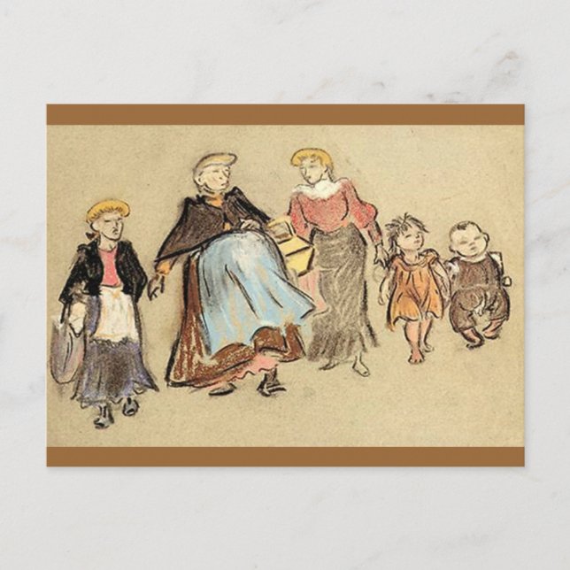 Utflykt - Barn, Kvinnor, - Vintage Motiv Vykort (Framsida)