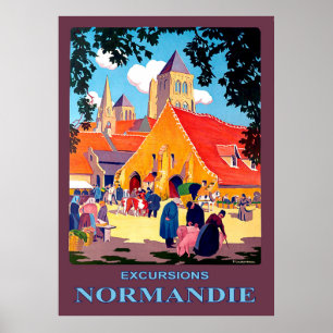 Utflykter i Normandie, Frankrike, vintage resor Poster