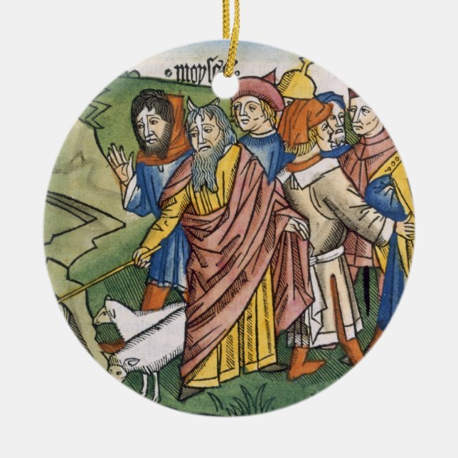 Utflyttning 17 1-7 Moses gör vatten att flöda från Julgransprydnad Keramik (Framsidan)