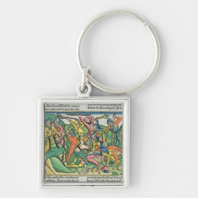 Utflyttning 17 8-15 Aaron och Hur serviceMosess Fyrkantig Silverfärgad Nyckelring (Framsidan)