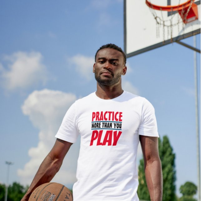 Utför mer | Röd typografi med motiv T Shirt (Practice More Than You Play)