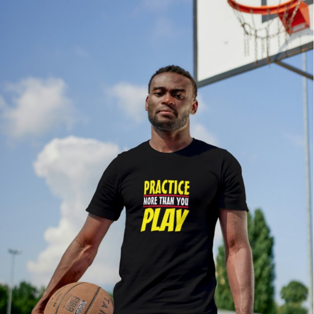 Utför mer | Röd typografi med motiv T Shirt (Practice More Than You Play)