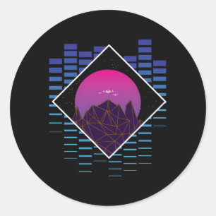 Utför Synthwave Vaporwave Aesthetic Runt Klistermärke