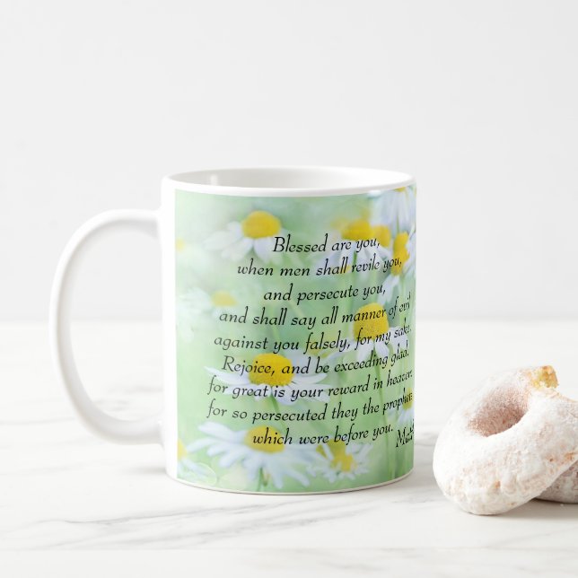 Utförda är de välsignade - Matthew 5:11,12 Kaffemugg (Med munk)