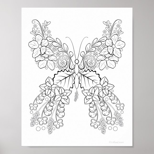 Utförlig färgning av butterblommor #2 poster (Framsidan)