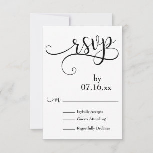 Utförlig skript typografi svart & vit RSVP OSA Kort