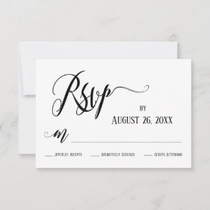Utförliga Flourishes RSVP Svart och Vitt Kort