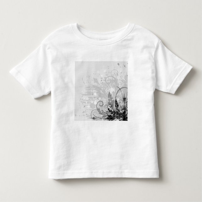Utforma Blommigt - Ljust Grått B&W T-shirt (Framsida)