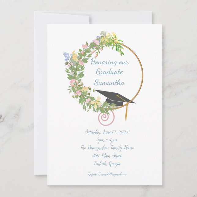 Utforma Blommigten för studentfest med anpassning Inbjudningar (Framsida)