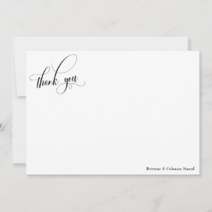 Utforma Calligraphy Simple Black & White Tack Kort