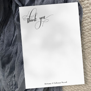 Utforma Calligraphy Simple Black & White Tack Kort