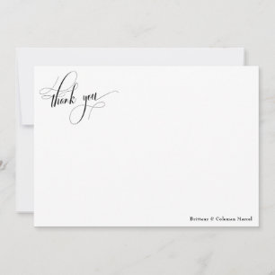 Utforma Calligraphy Simple Black & White Tack Kort
