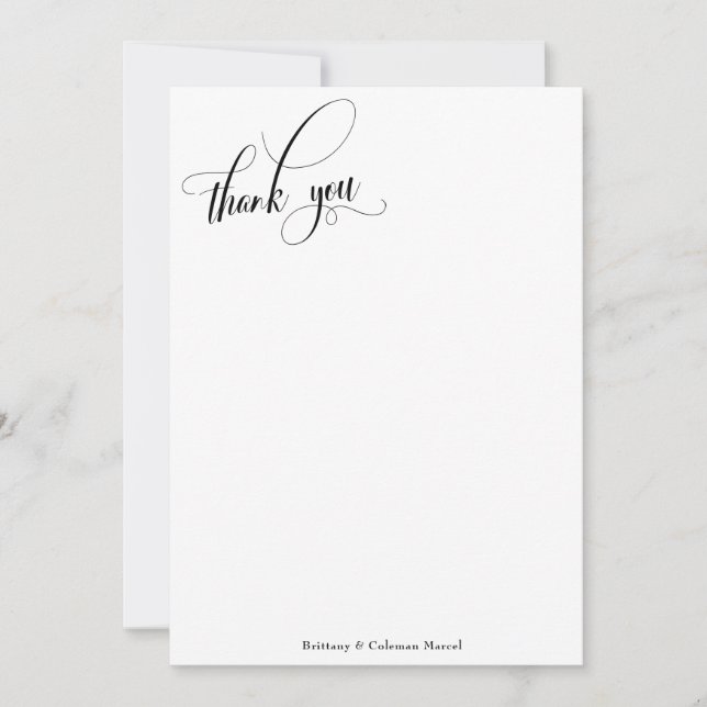 Utforma Calligraphy Simple Black & White Tack Kort (Framsida)