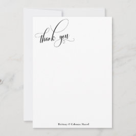 Utforma Calligraphy Simple Black & White Tack Kort