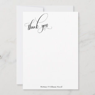 Utforma Calligraphy Simple Black & White Tack Kort