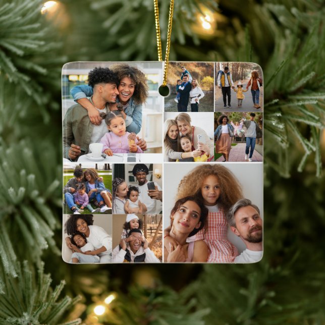 Utforma din egen 10-fotokollage julgransprydnad keramik (Träd)
