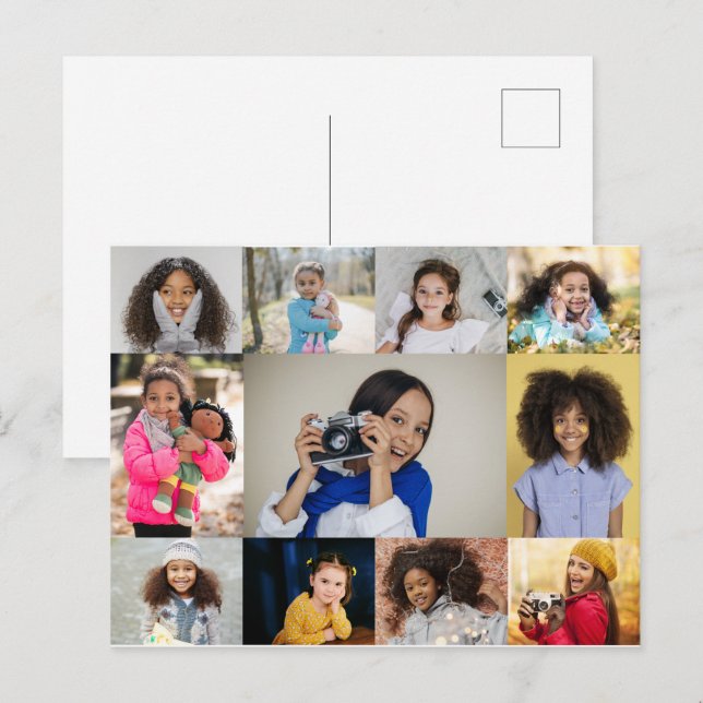 Utforma din egen 11 fotokollage vykort (Fram/baksida)