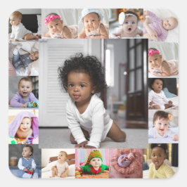 Utforma din egen 17 fotokollage fyrkantigt klistermärke