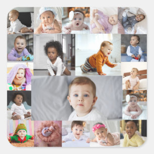 Utforma din egen 19 fotokollage fyrkantigt klistermärke