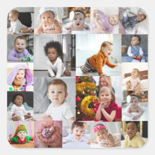 Utforma din egen 20-fotokollage fyrkantigt klistermärke