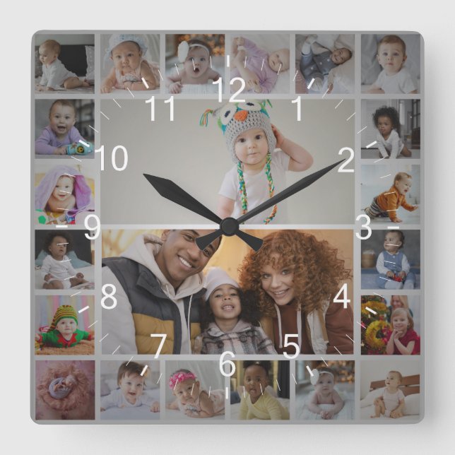 Utforma din egen 22 fotokollage fyrkantig klocka (Framsida)