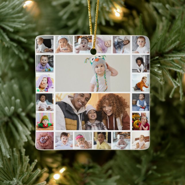 Utforma din egen 22 fotokollage julgransprydnad keramik (Träd)