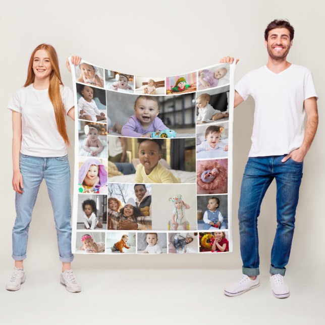 Utforma din egen 22-fotokollage Poster Fleecefilt (På plats)
