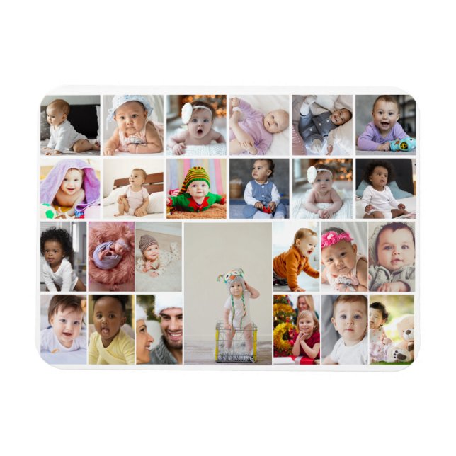 Utforma din egen 25 fotokollage-rambild magnet (Horisontell)