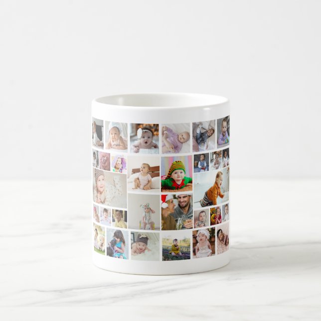Utforma din egen 30-fotokollage Poster Kaffemugg (Center)