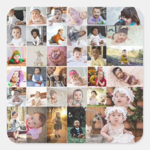 Utforma din egen 35 fotokollage fyrkantigt klistermärke