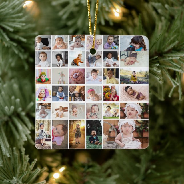 Utforma din egen 35 fotokollage julgransprydnad keramik (Träd)