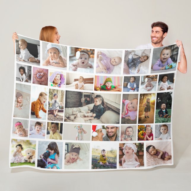 Utforma din egen 35-fotokollage Poster Fleecefilt (På plats)