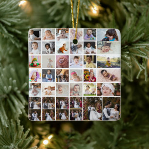 Utforma din egen 40-fotokollage julgransprydnad keramik