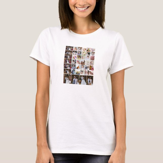 Utforma din egen 40-fotokollage t shirt (Framsida)