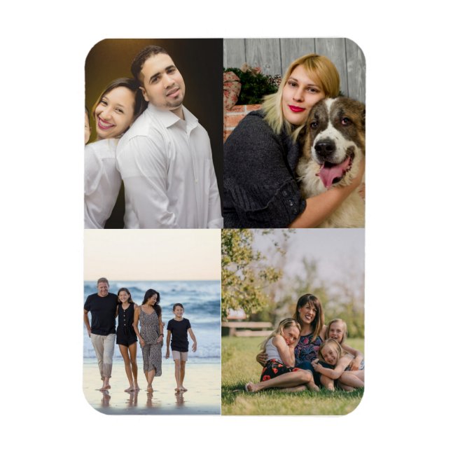 Utforma din egen 4-familjs fotosamling magnet (Vertikal)