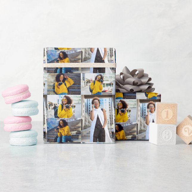 Utforma din egen 5-fotokollage presentpapper (Baby Shower)