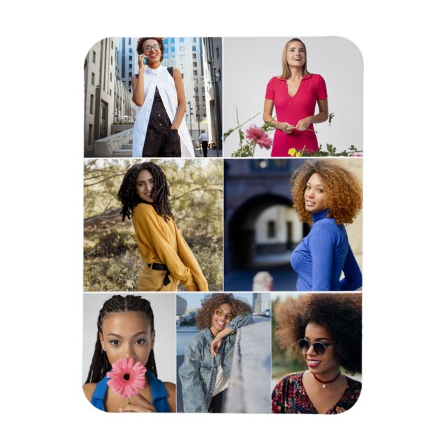 Utforma din egen 7-fotokollage magnet (Vertikal)