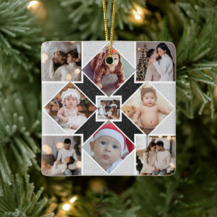 Utforma din egen 9-fotokollage julgransprydnad keramik