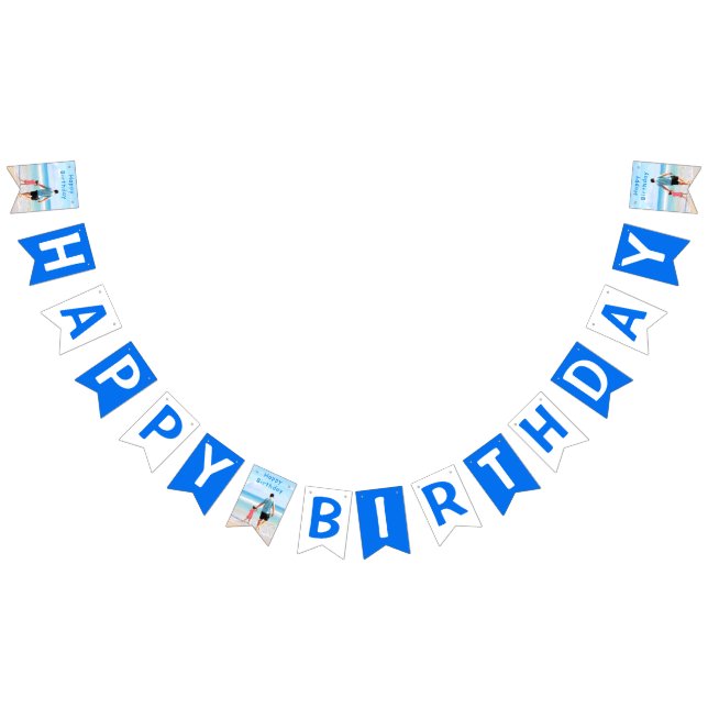 Utforma din egen Anpassningsbar Foto Birthday Flag Vimplar (Alla)