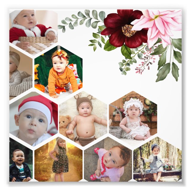 Utforma din egen Blommigt 10 Fotokollage Fototryck (Framsidan)