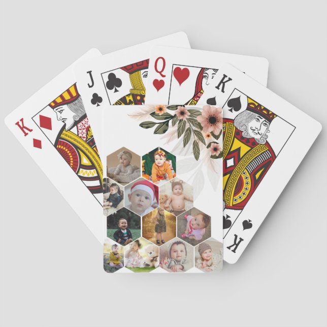 Utforma din egen Blommigt 12 fotokollage Casinokort (Baksidan)