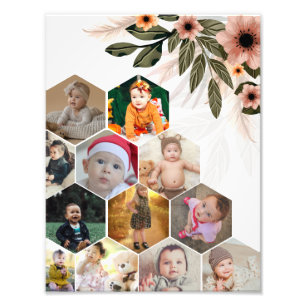 Utforma din egen Blommigt 12 fotokollage Fototryck