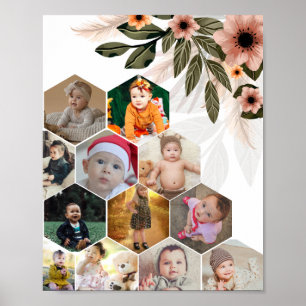 Utforma din egen Blommigt 12 fotokollage Poster