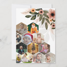 Utforma din egen Blommigt 12 fotokollage Tack Kort